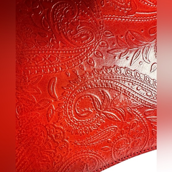 Vintage Franchi Collection Envelope Purse Handbag Red Paisley Textured Leather. - Picture 7 of 14